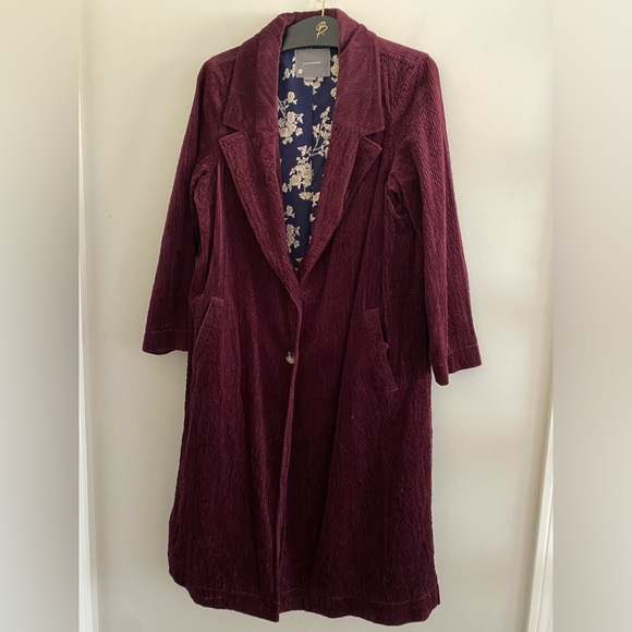 Anthropologie Corduroy Duster Jacket 10p petite size wine color - Picture 11 of 11